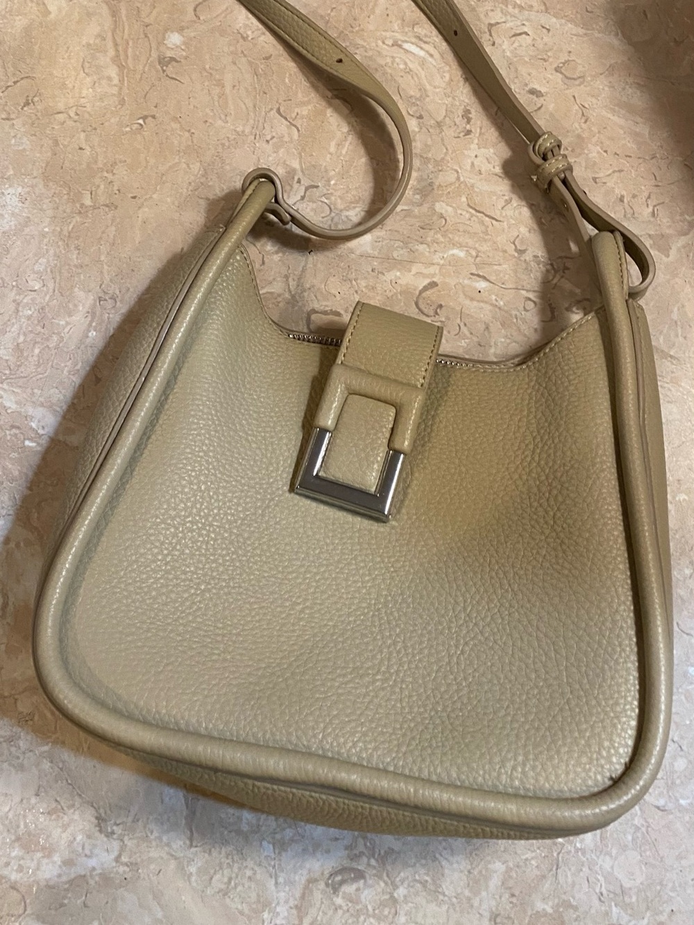 Miztique Pebbled Leather Shoulder Bag in Olive